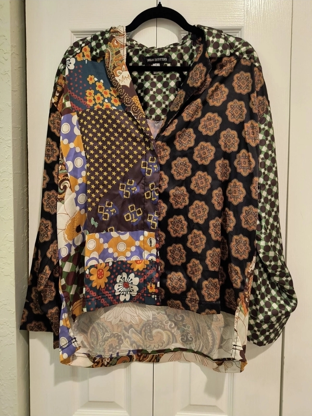 Urban Outfitters Multicolor Patchwork Button-Up Blouse